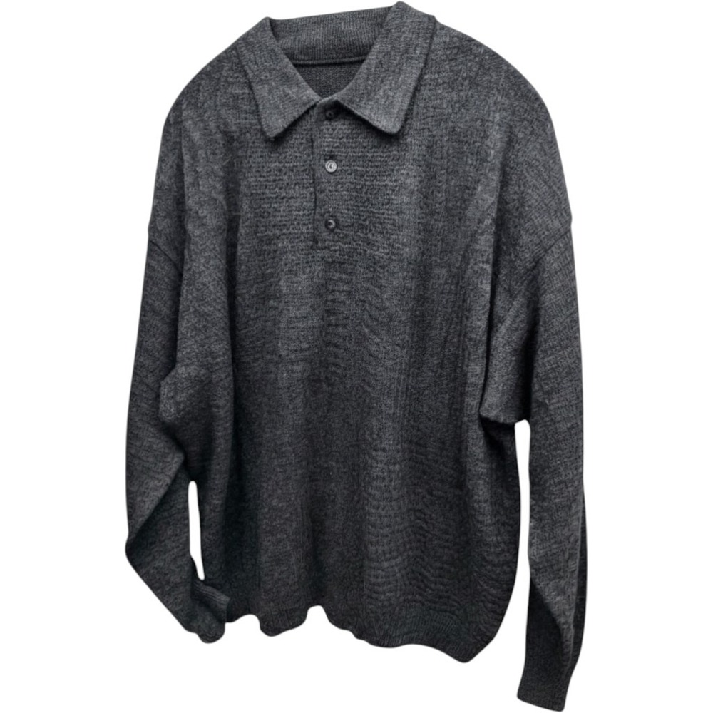 Fierte s.r.l. Polo Sweater Mens XL Gray Made in Italy Wool Blend Vintage